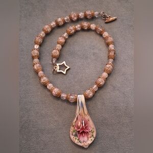 Murano Glass Floral Pendant Necklace